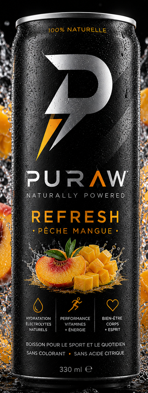 Canette PURAW REFRESH Pêche Mangue
